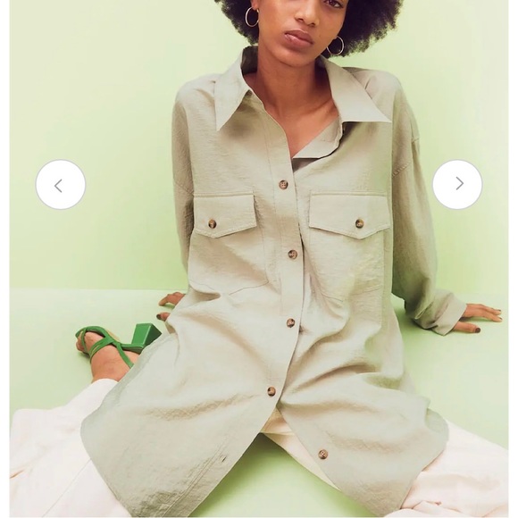 H&M Sage Green Oversized Shirt. NWT size small. - Picture 2 of 16